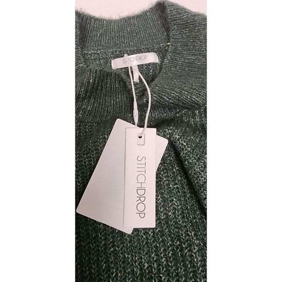 STITCHDROP Nordstrom Above Keyboard Knit Sweater Dress NWT Frog Green Size L - Picture 8 of 9